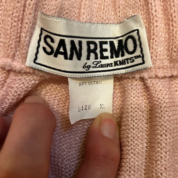 Vintage San Remo 4 Piece Pink Knit Pant Suit Cardigan Pant Skirt Tank Size XL - Picture 9 of 15